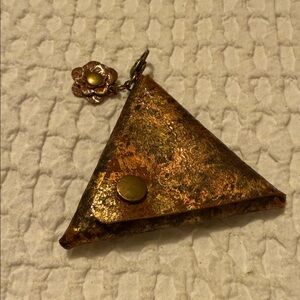 NOT FOR SALE—Portland Leather Goods Triangular Metallic Coin Pouch with Flower